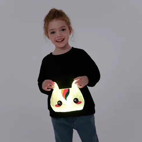 Go-Glow Illuminating Sweatshirt with Light Up Unicorn Including Controller (Built-In Battery) Black big image 4