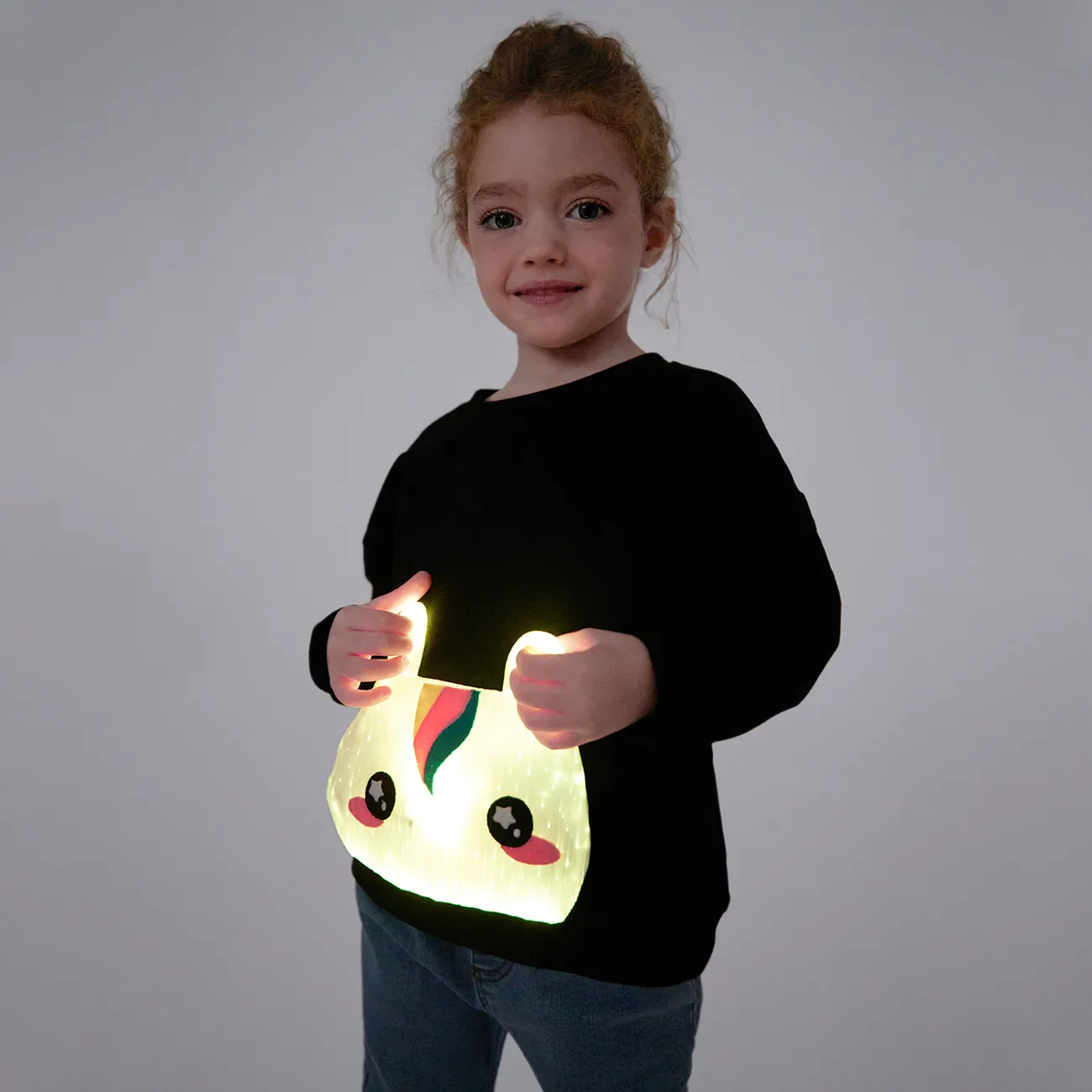 Go-Glow Illuminating Sweatshirt with Light Up Unicorn Including Controller (Built-In Battery) Black big image 1