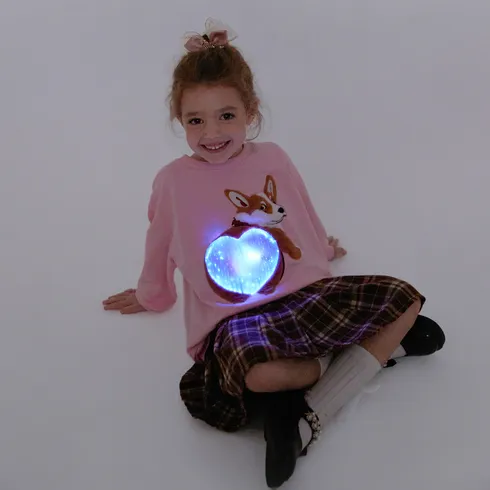 Go-Glow Illuminating Sweatshirt with Light Up Corgi Including Controller (Built-In Battery) Pink big image 5