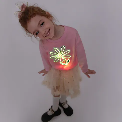 Go-Glow Illuminating Sweatshirt with Light Up Flower Pattern Including Controller (Built-In Battery) Pink big image 2