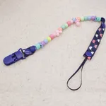 Pacifier Clip with Beaded Strap - Random Color Anti-Drop Design for Babies Dark Blue