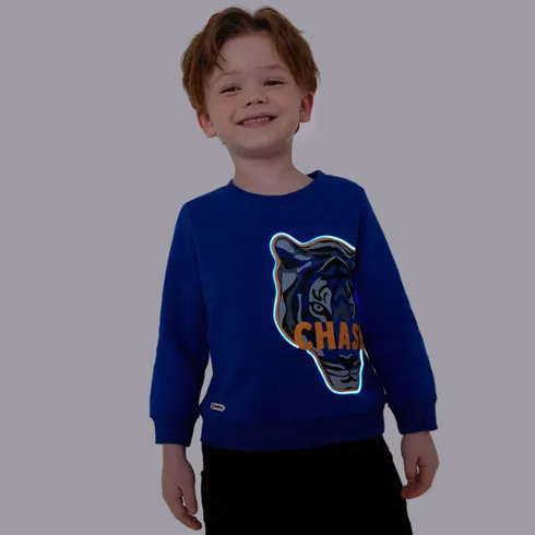 Go-Glow Illuminating Sweatshirt with Light Up Tiger Pattern Including Controller (Built-In Battery) Blue big image 5