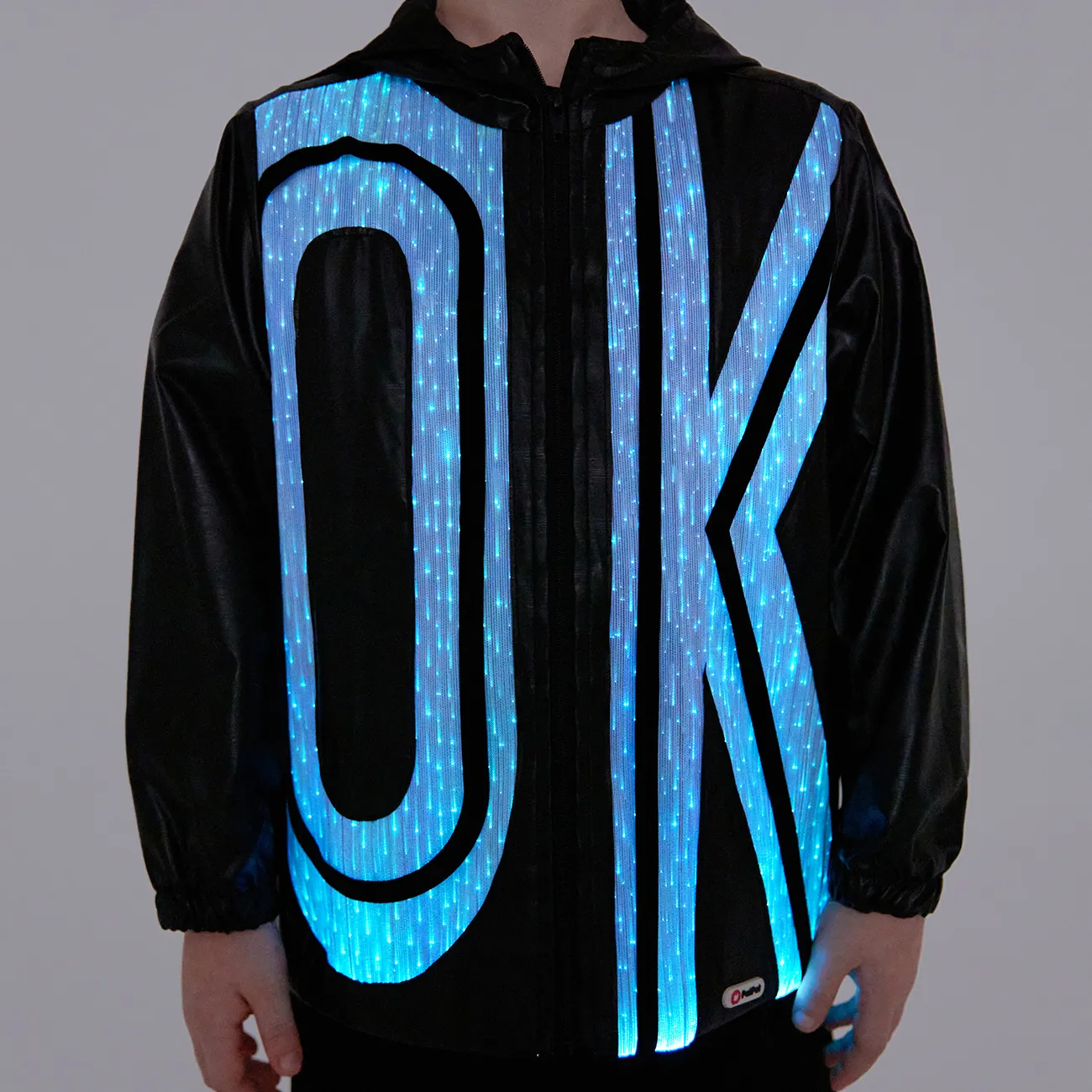 Go-Glow Illuminating Jacket with Light Up OK Pattern Including Controller (Built-In Battery) BlackandWhite big image 1