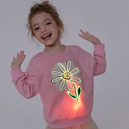 Go-Glow Illuminating Sweatshirt with Light Up Flower Pattern Including Controller (Built-In Battery)