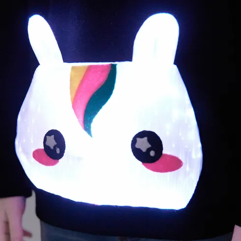 Go-Glow Illuminating Sweatshirt with Light Up Unicorn Including Controller (Built-In Battery) Black big image 8