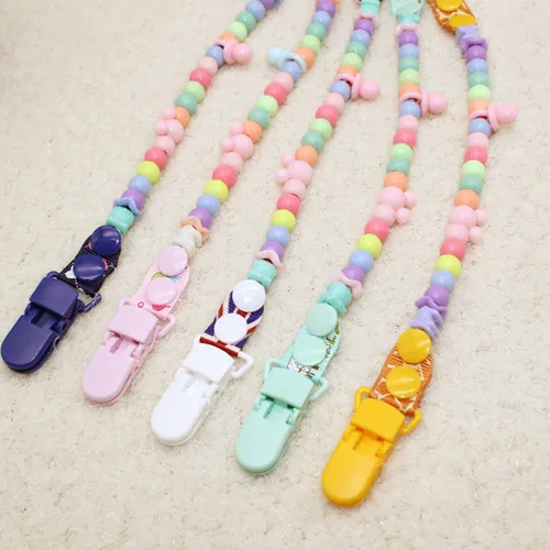Pacifier Clip with Beaded Strap - Random Color Anti-Drop Design for Babies