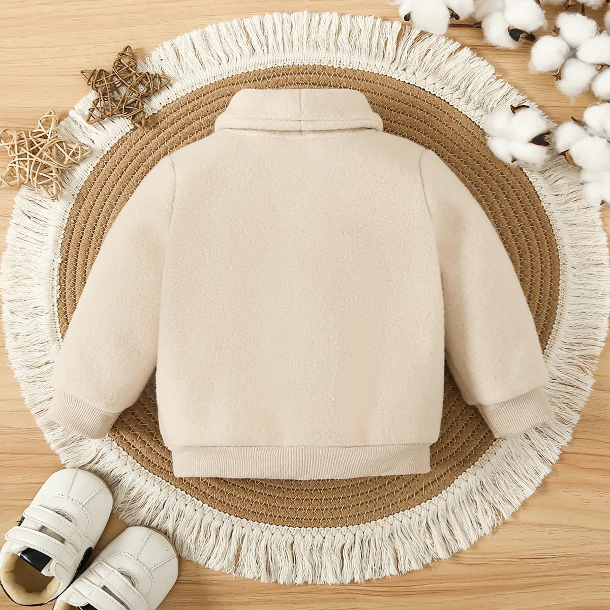 Baby Boy Casual Secret Button Long Sleeve Coat/Jacket  Beige image 2