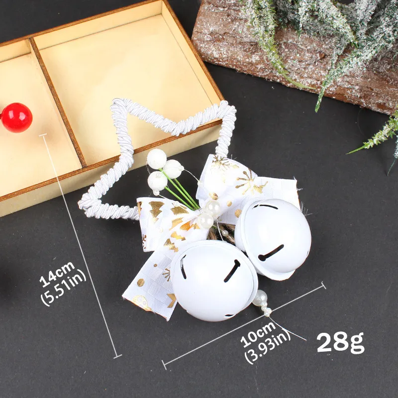 Decoración de árbol de Navidad de bricolaje con accesorios de campana de estrella de cinco puntas Blanco big image 1