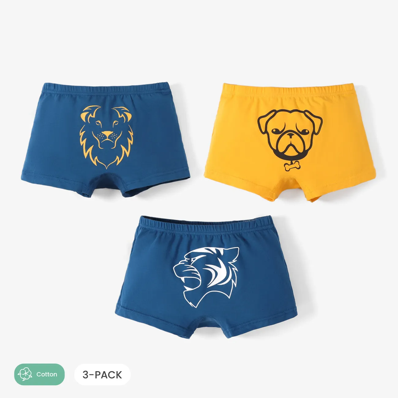3PCS Boys' Animal Pattern Casual Underwear Set  Multi-color big image 1