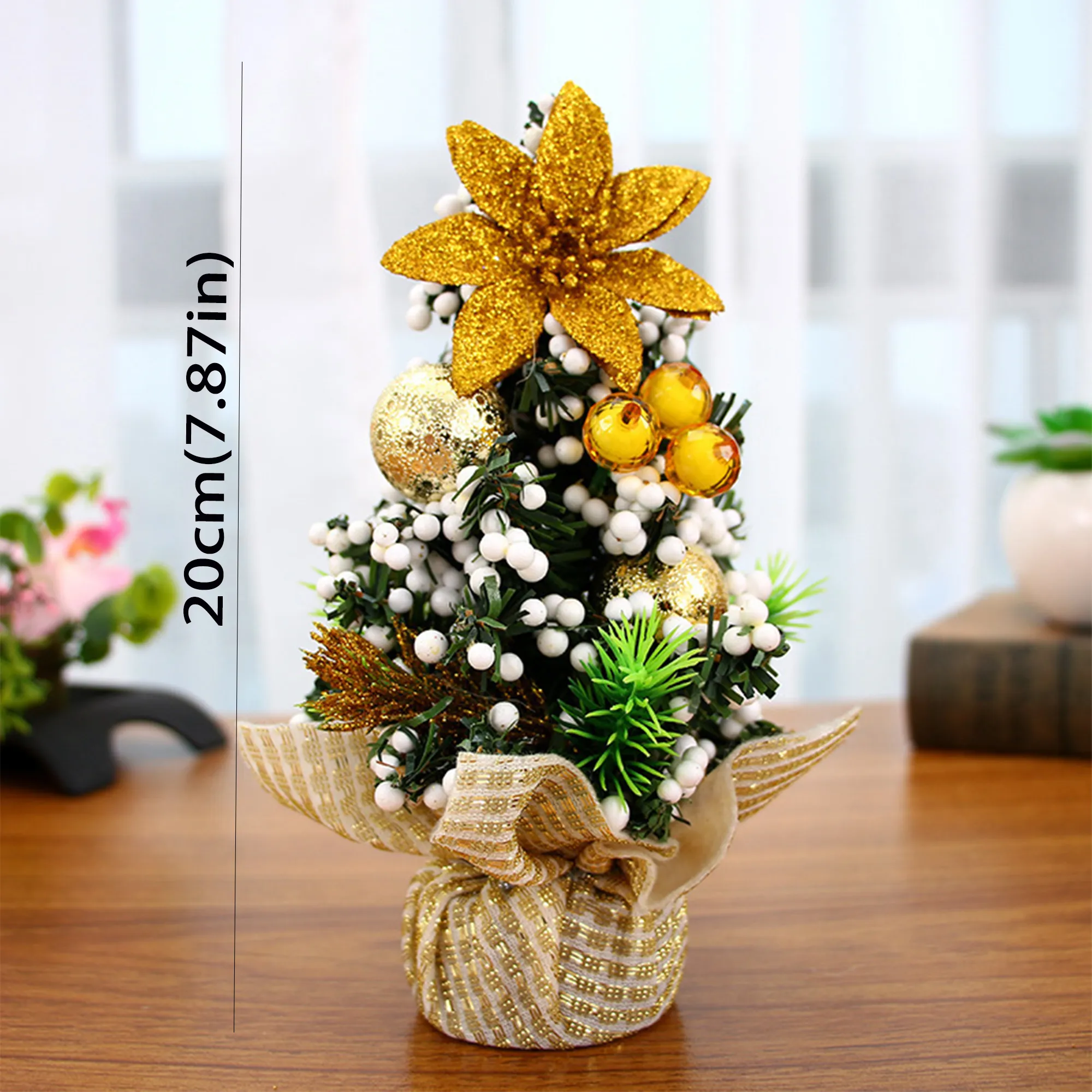 Mini Christmas Tree Set for Tabletop Decoration with Gift Packaging Gold