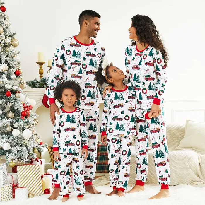 Weihnachten Familien-Looks Langärmelig Familien-Outfits Pyjamas (Flame Resistant)