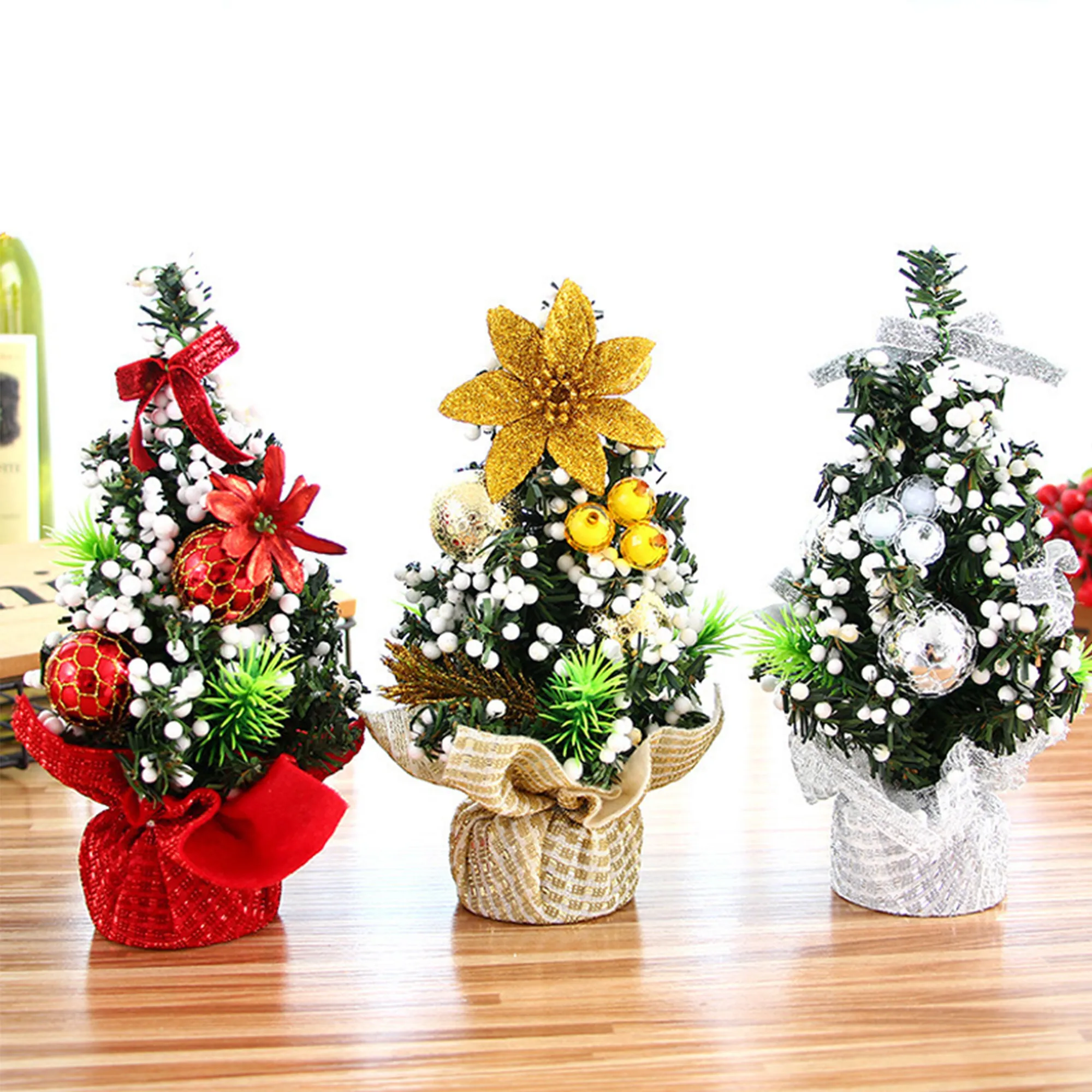 Mini Christmas Tree Set for Tabletop Decoration with Gift Packaging Gold image 3