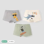 3PCS Boys' Animal Pattern Casual Underwear Set  Color block