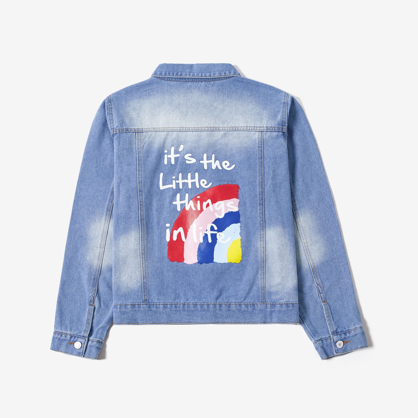 

Mommy and Me Rainbow Print Long-sleeve Casual Denim Tops