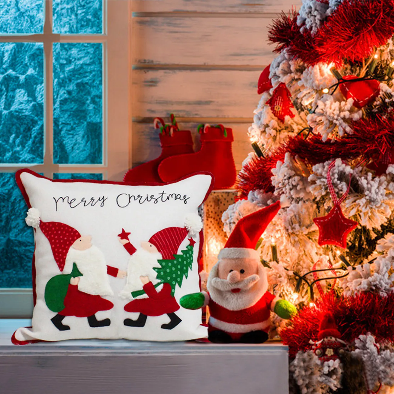 Weihnachtliches Kissenbezugsset für Sofadekoration rot/weiß big image 1