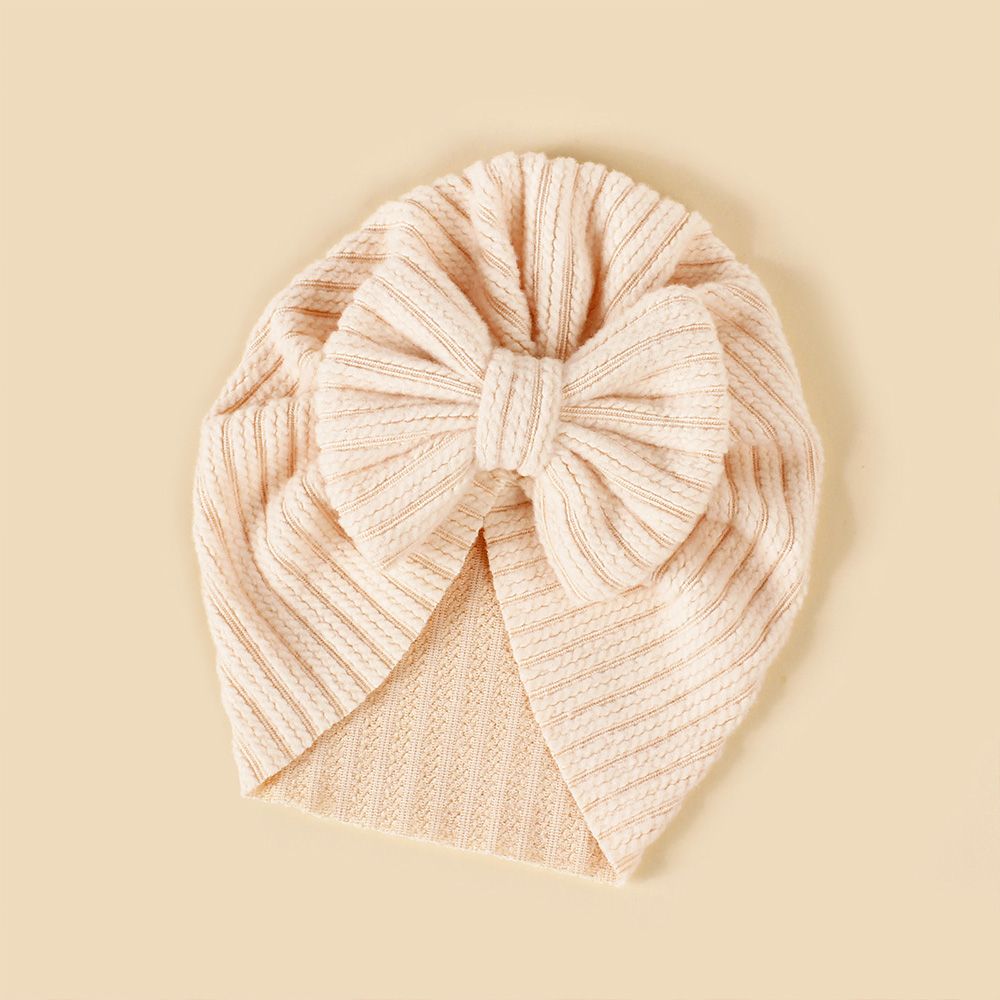 

Baby Knitted striped fabric bow beanie hair hat