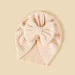 Baby Knitted striped fabric bow beanie hair hat Apricot