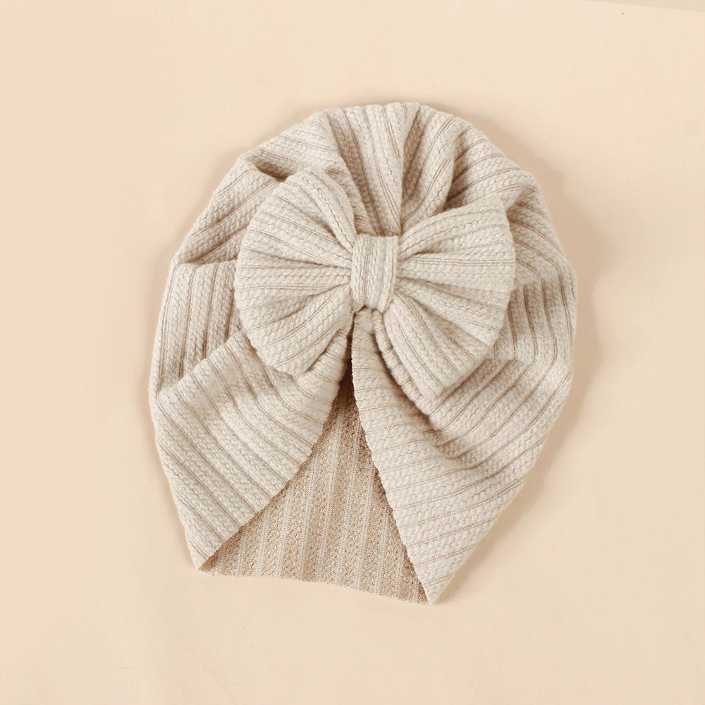 Baby Knitted striped fabric bow beanie hair hat