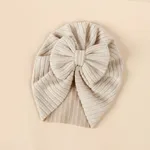 Baby Knitted striped fabric bow beanie hair hat LightKhaki