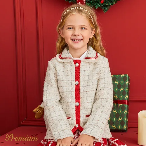Toddler Girl Elegant Grid Long Sleeve Coat