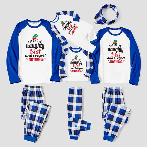 Christmas Family Matching Color-block Letters Print Long-sleeve Pajamas Sets(Flame resistant)