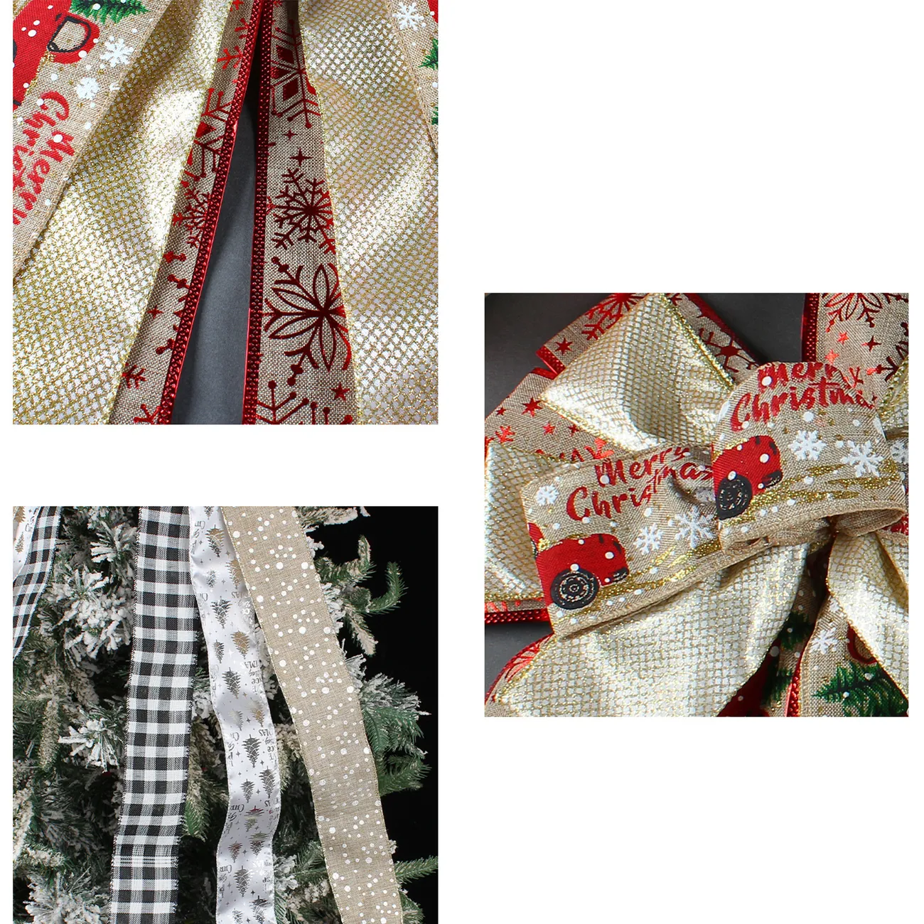 DIY Topper da árvore de Natal com impressão de carro pequeno, fita e decoração do laço Vermelho big image 1