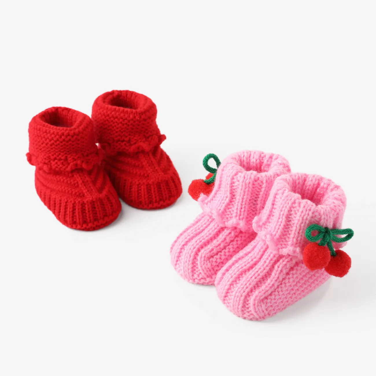 Baby Handmade Pompom Decor Soft Sole Prewalker Shoes Pink big image 1