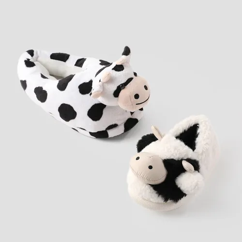 Family Matching Plush Cow Animal Slippers