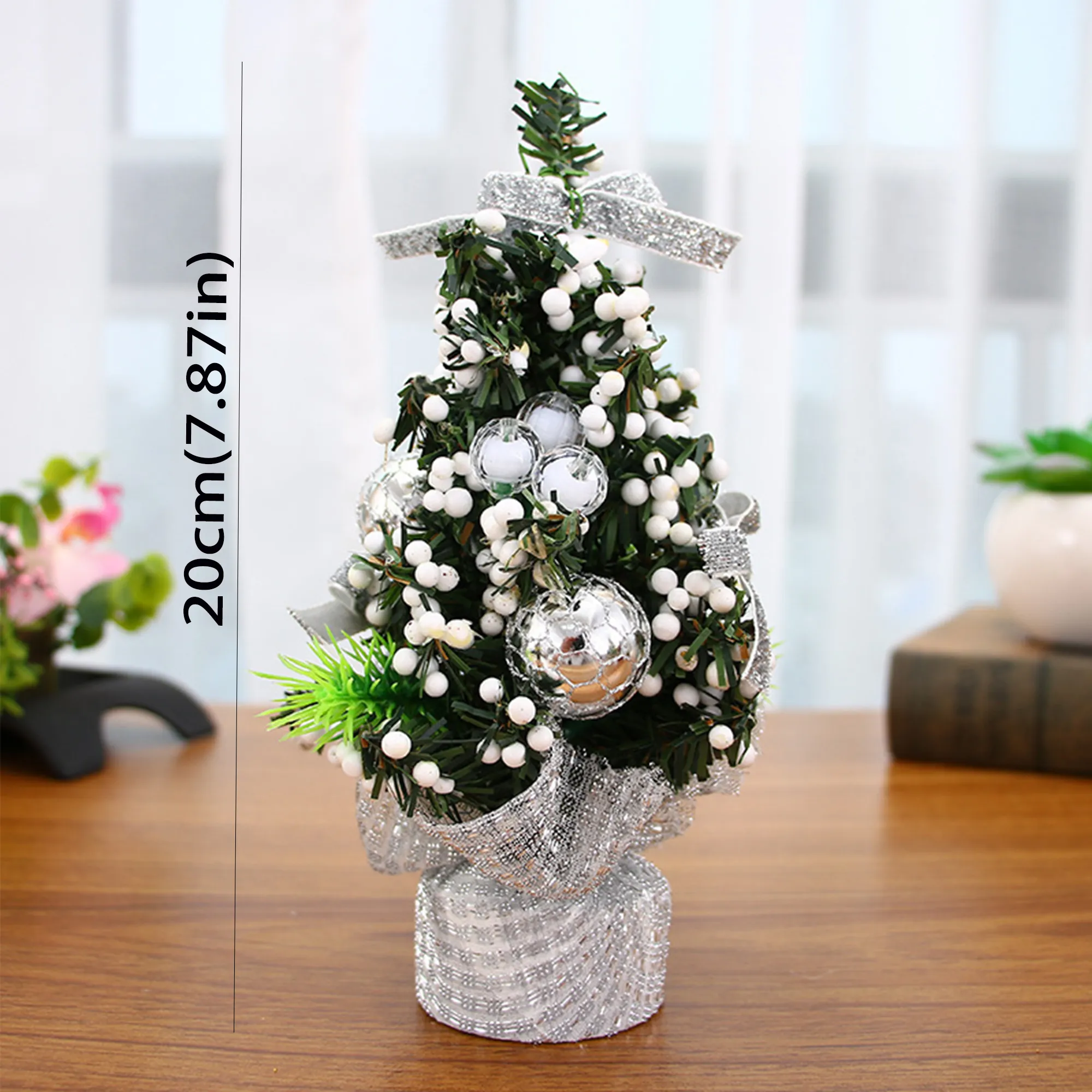 Mini Christmas Tree Set for Tabletop Decoration with Gift Packaging Silver