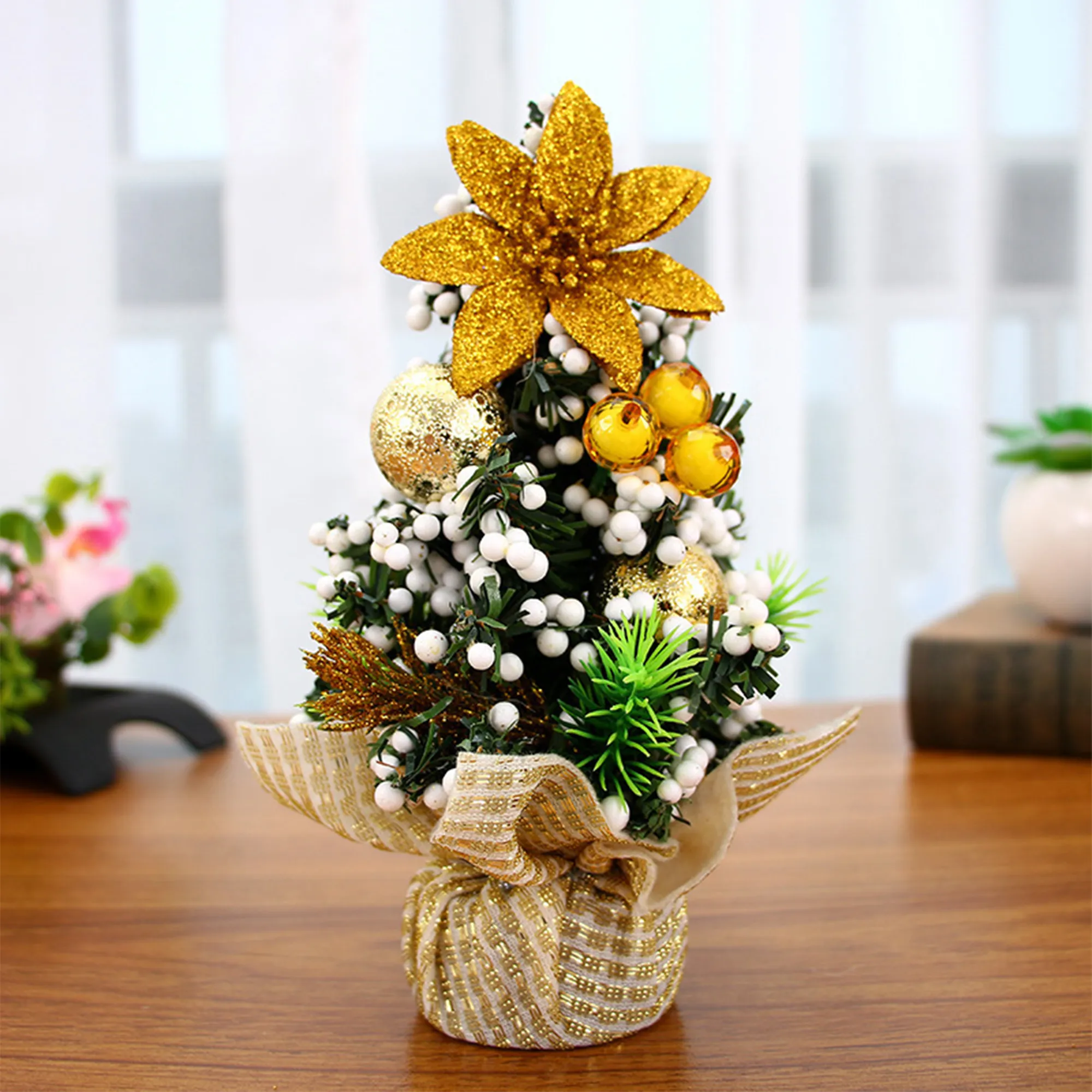 Mini Christmas Tree Set for Tabletop Decoration with Gift Packaging Gold image 5