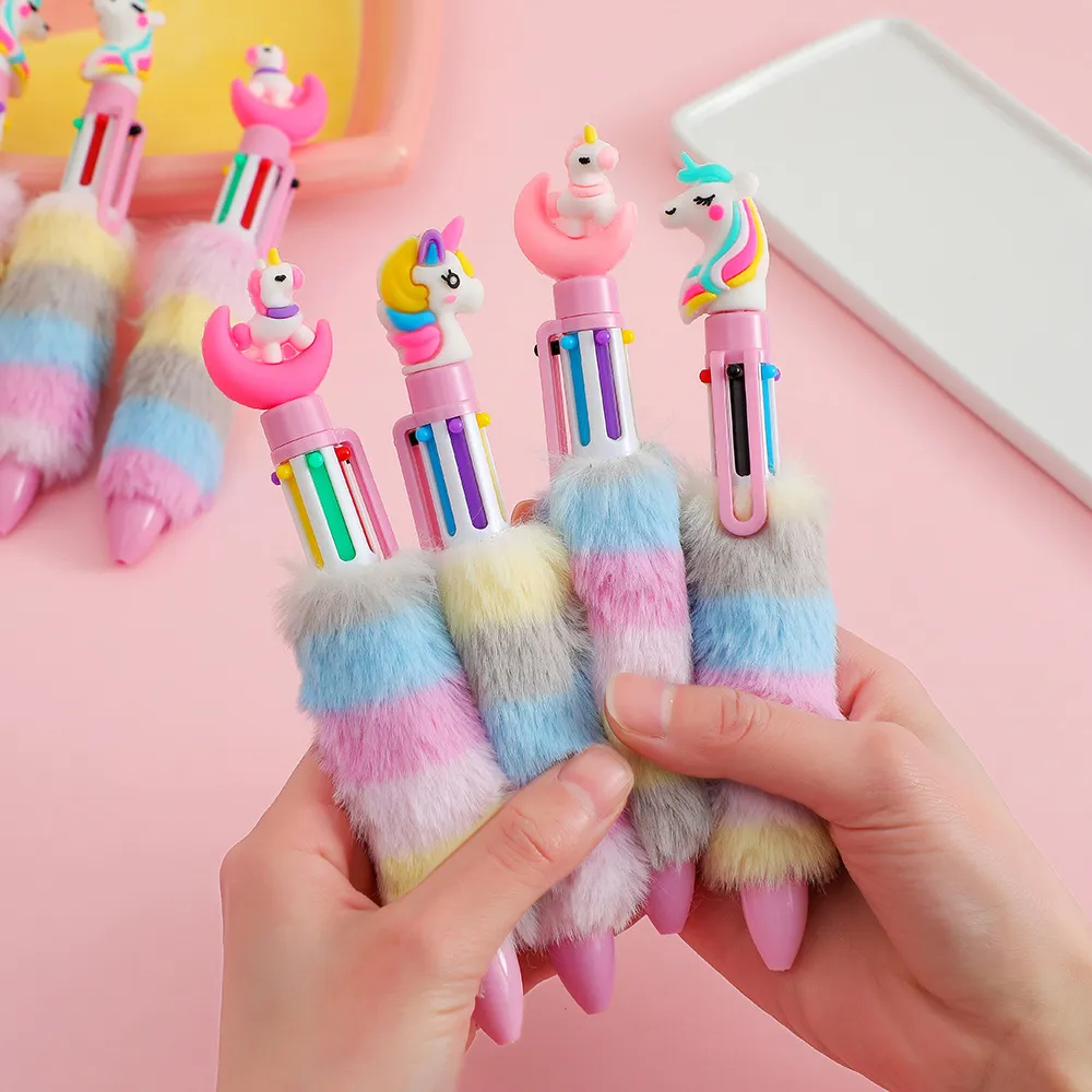 Single Pack Cartoon Plush Unicorn Ballpoint Pen  image 4