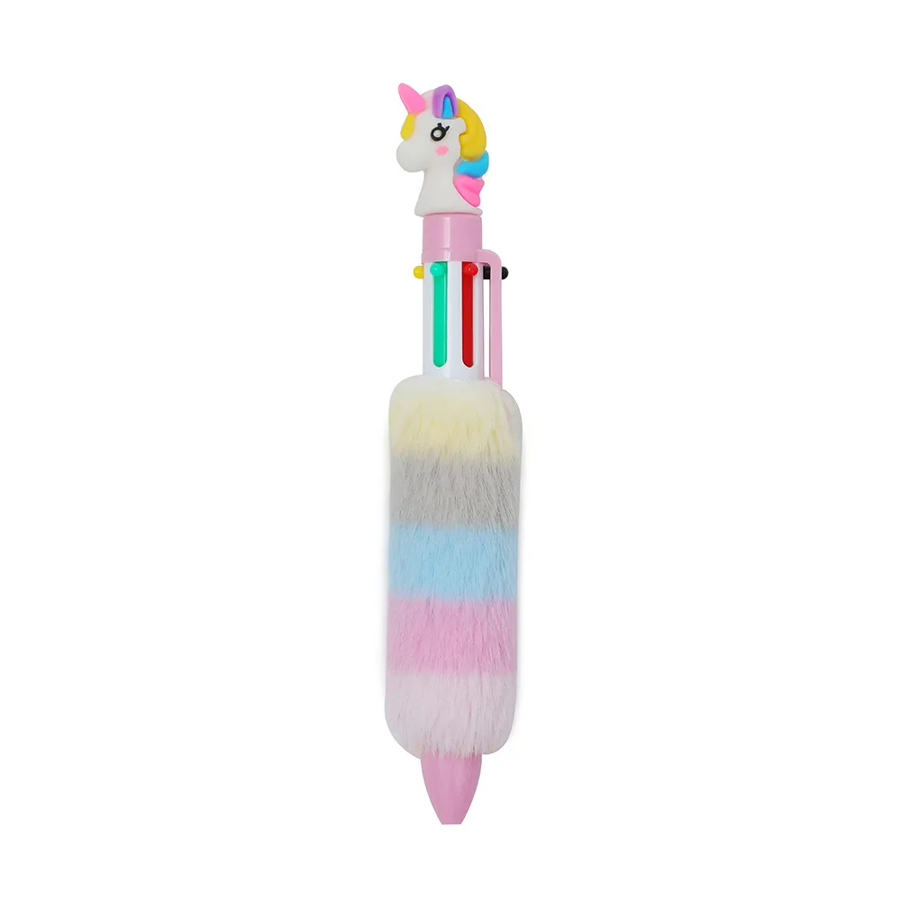 Single Pack Cartoon Plush Unicorn Ballpoint Pen Multi-color