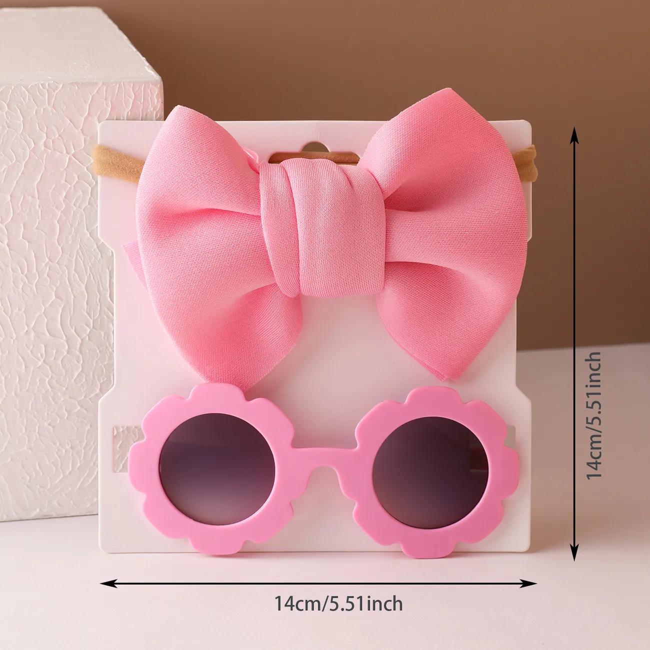 2-teiliges Kleinkinder-Schleifen-Dekor-Stirnband und Sonnenbrillen-Set rosa big image 1