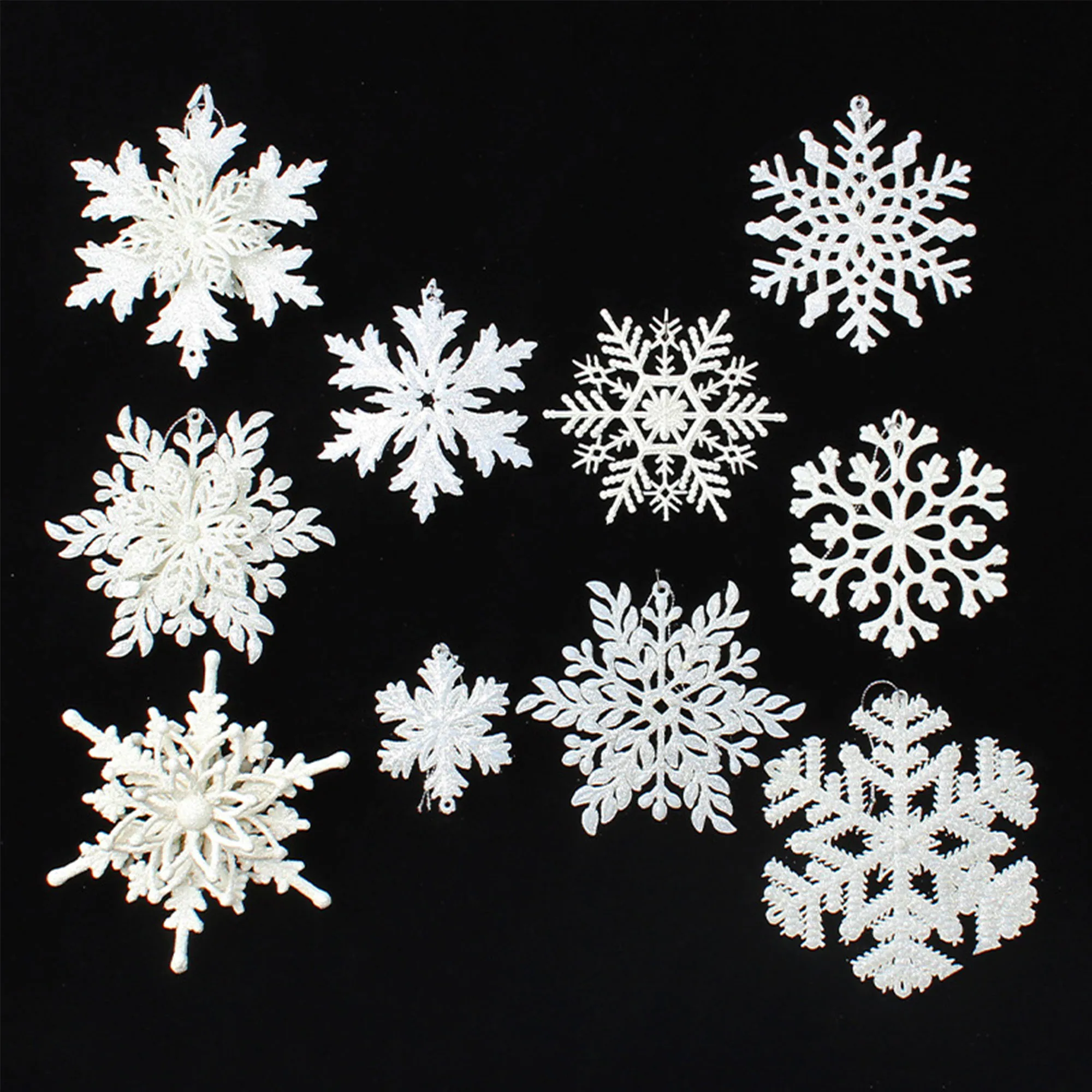 Christmas Snowflake Hanging Decorations in White Plastic for Window Displays, Christmas Trees, and Party Venues Color-A image 6