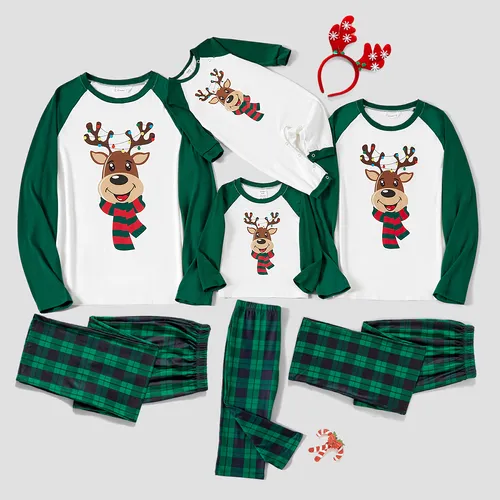Christmas Family Matching Reindeer Print Long Sleeve Pajamas Sets (Flame resistant)