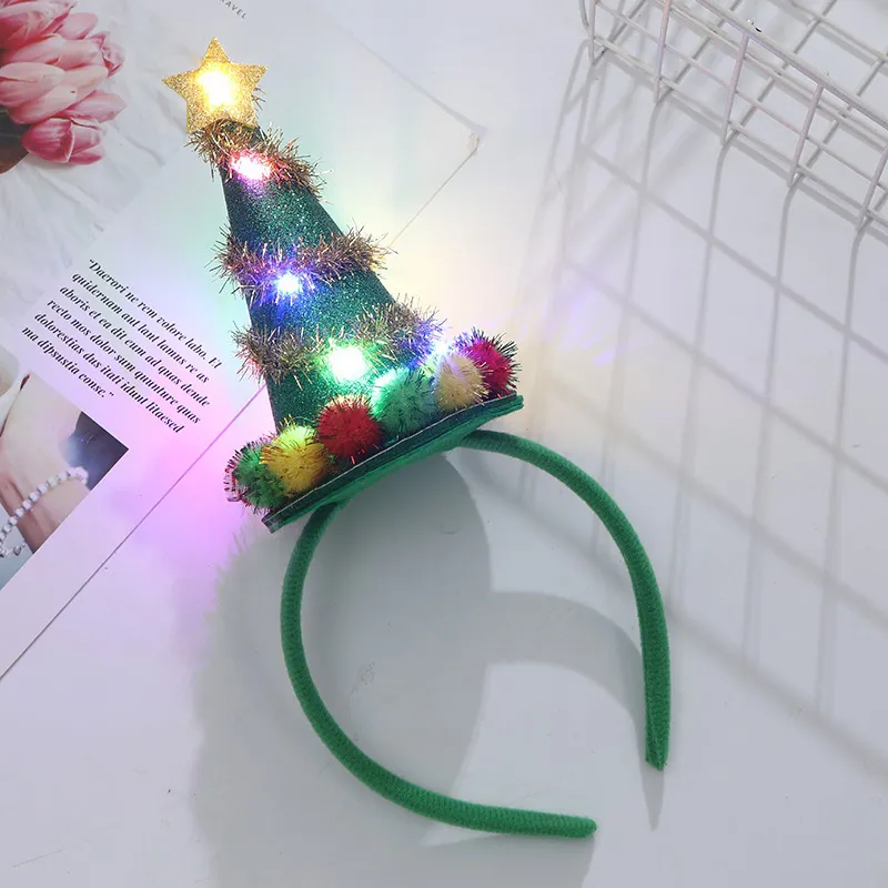 Christmas Exquisite decoration, light-up Christmas tree headband Green big image 1
