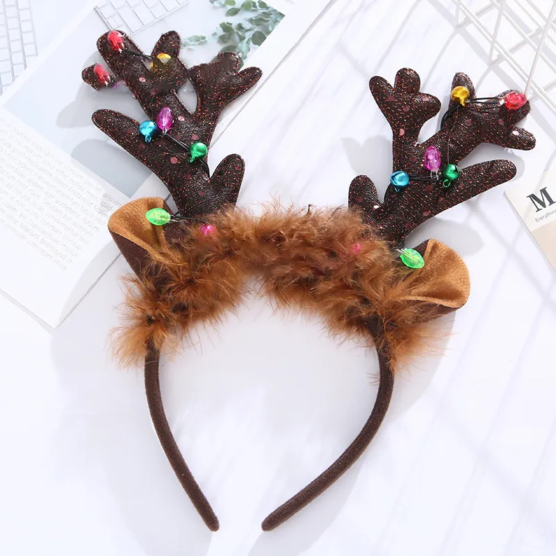 Christmas Antler Hair Glow Headband Party Dressup for Children Brown big image 1
