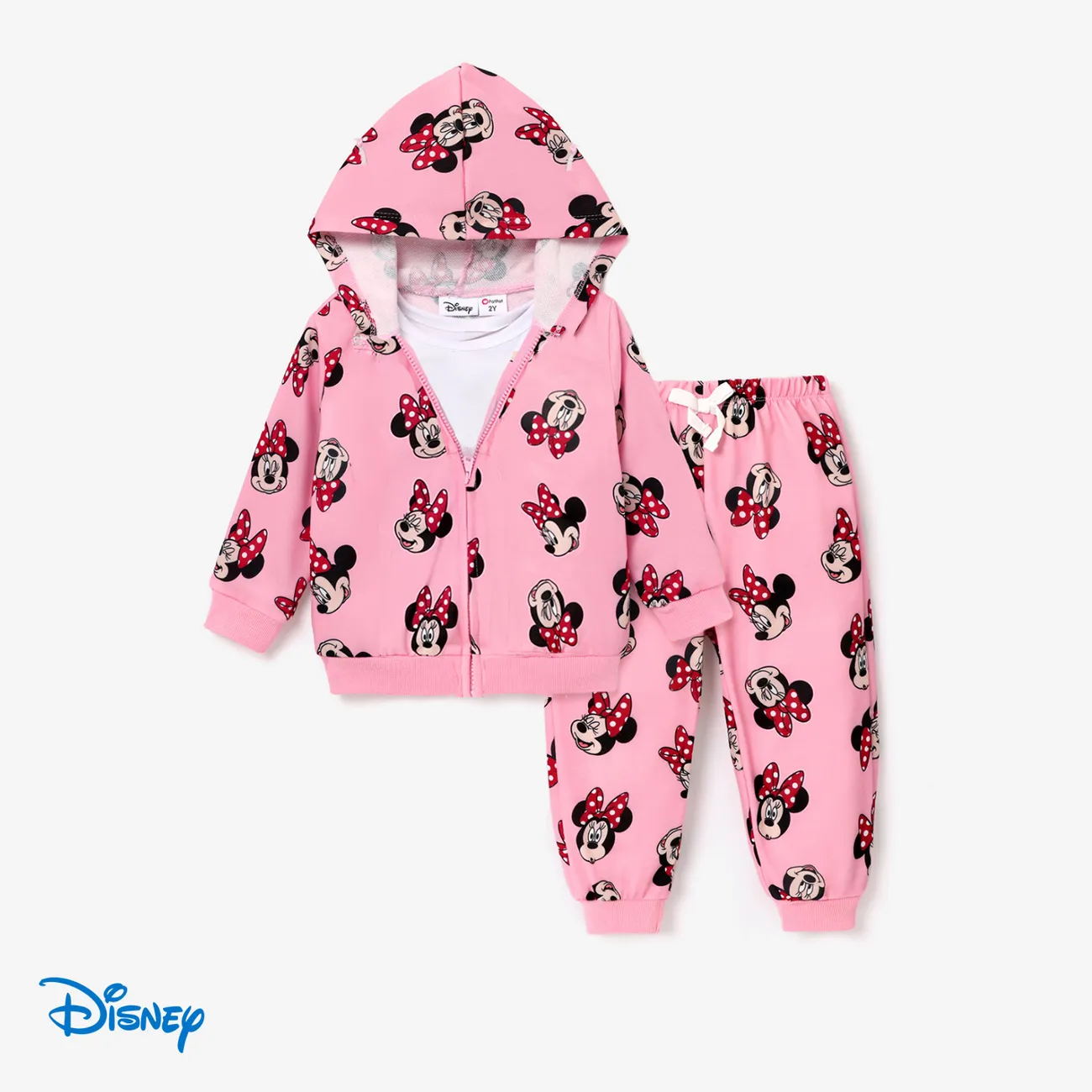 Disney Mickey and Friends Toddler Girl Character Print Long-sleeve Jacket or Pants Light Pink big image 1