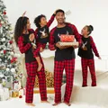 Merry Christmas Letter Antler Print Plaid Splice Matching Pajamas Sets for Family (Flame Resistant)  image 3