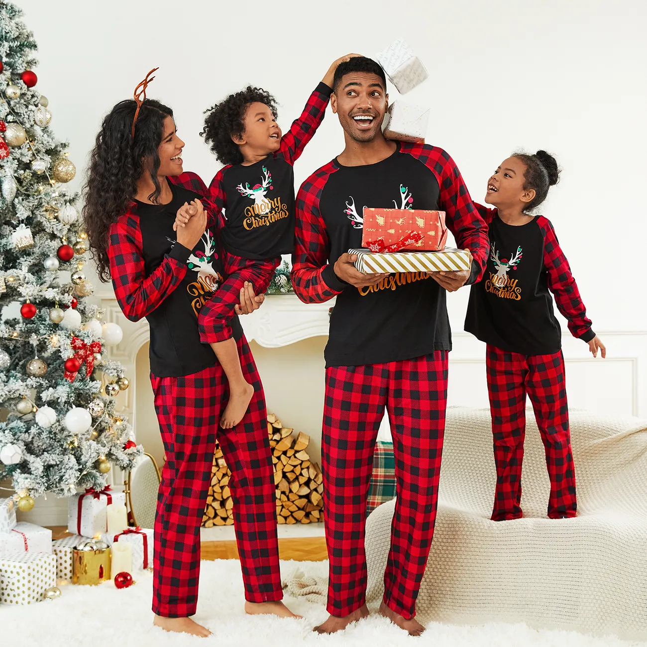 Natale Look per tutta la famiglia Manica lunga Coordinati per tutta la famiglia Pigiami (Flame Resistant) Rosso big image 1