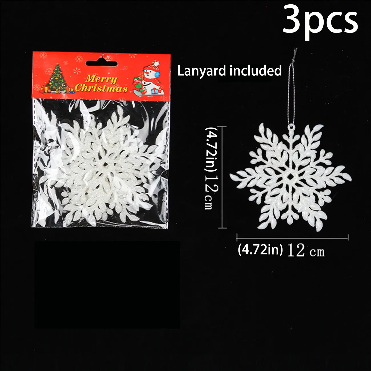 Weihnachts-Schneeflocken-Hängedekorationen aus weißem Kunststoff für Schaufenster, Weihnachtsbäume und Partys Farbe-A big image 1