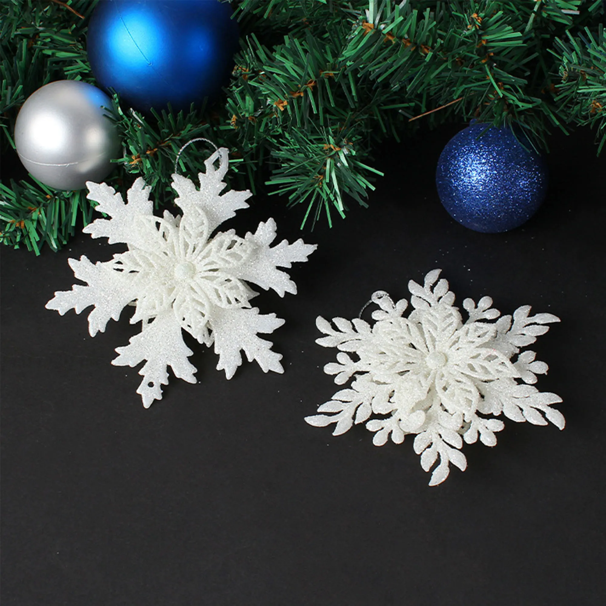 Christmas Snowflake Hanging Decorations in White Plastic for Window Displays, Christmas Trees, and Party Venues Color-A image 5