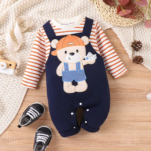 2pcs Baby Boy Bear and Stripe Pattern Set