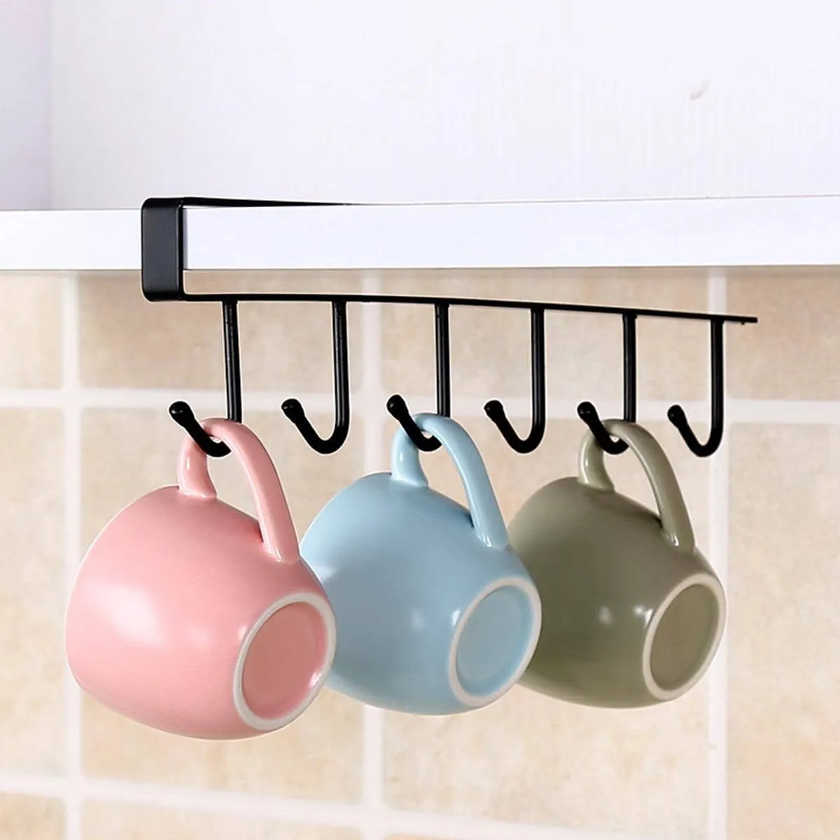 Iron Hanging Organizer with 6 Hooks Black image 2