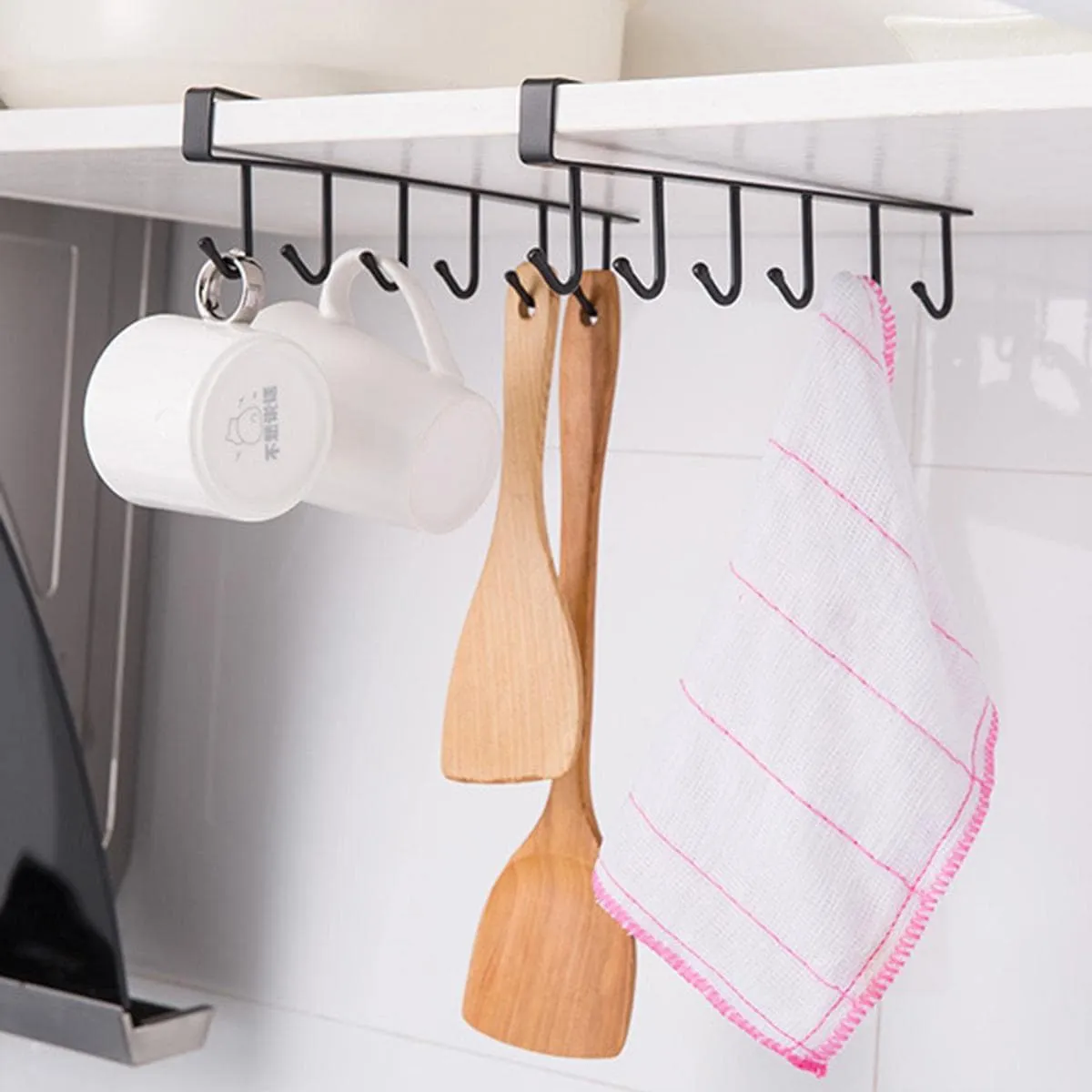 Iron Hanging Organizer with 6 Hooks Black image 3