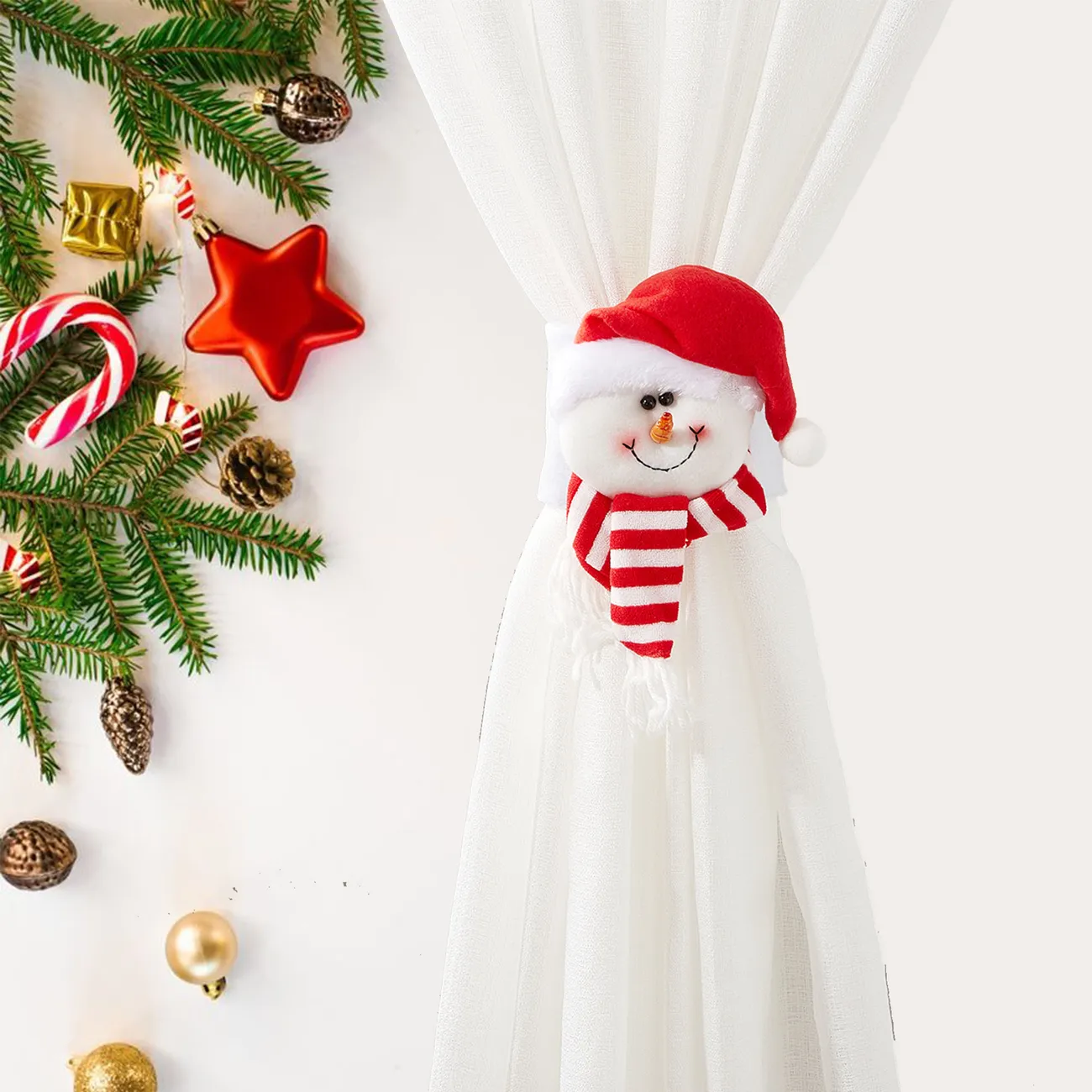 Desenho animado cortina de Natal enfeite Tieback com fino acabamento Cor-B big image 1