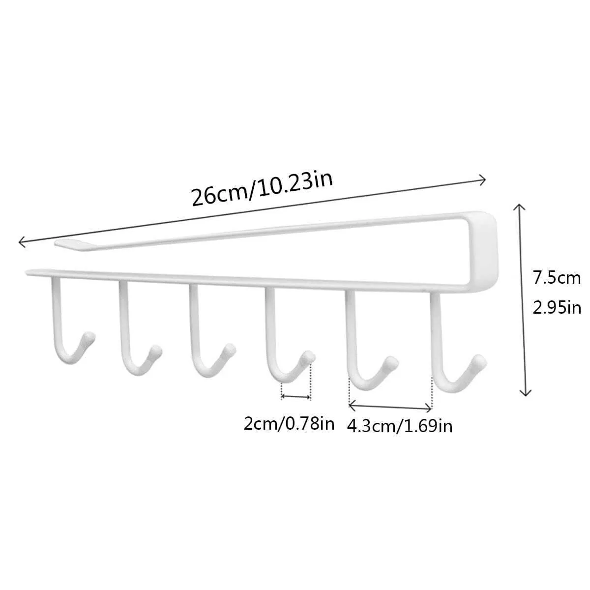 Iron Hanging Organizer with 6 Hooks White