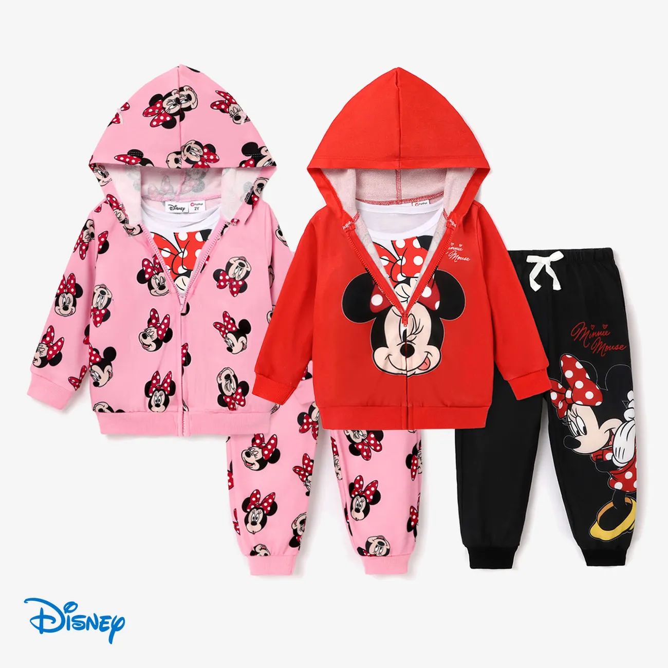Disney Mickey and Friends 2 unidades Criança Menina Fecho Infantil conjuntos de jaquetas vermelho 2 big image 1