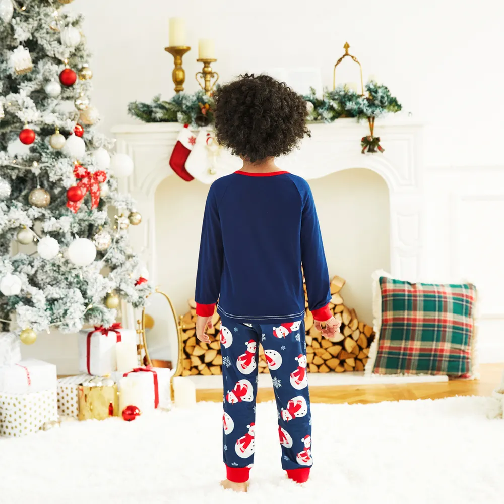 Christmas Snowman & Letter Print Family Matching Raglan-sleeve Pajamas Sets (Flame Resistant) big image 8