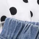 2pcs Toddler Girl Trendy Denim Patchwork Shorts and Polka dots Camisole Set White